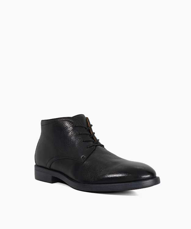 Sainty Black - Casual Leather Lace Up Boots