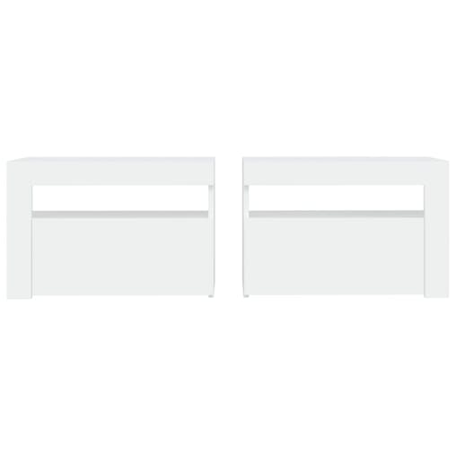 NNEVL Bedside Cabinets 2 pcs with LEDs White 60x35x40 cm