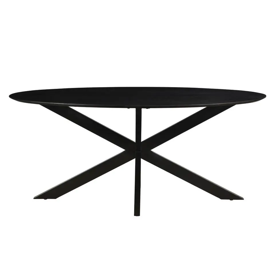 Livingfurn - Eetkamertafel Oslo Ovaal Zwart - Acasia Hout - 180 cm