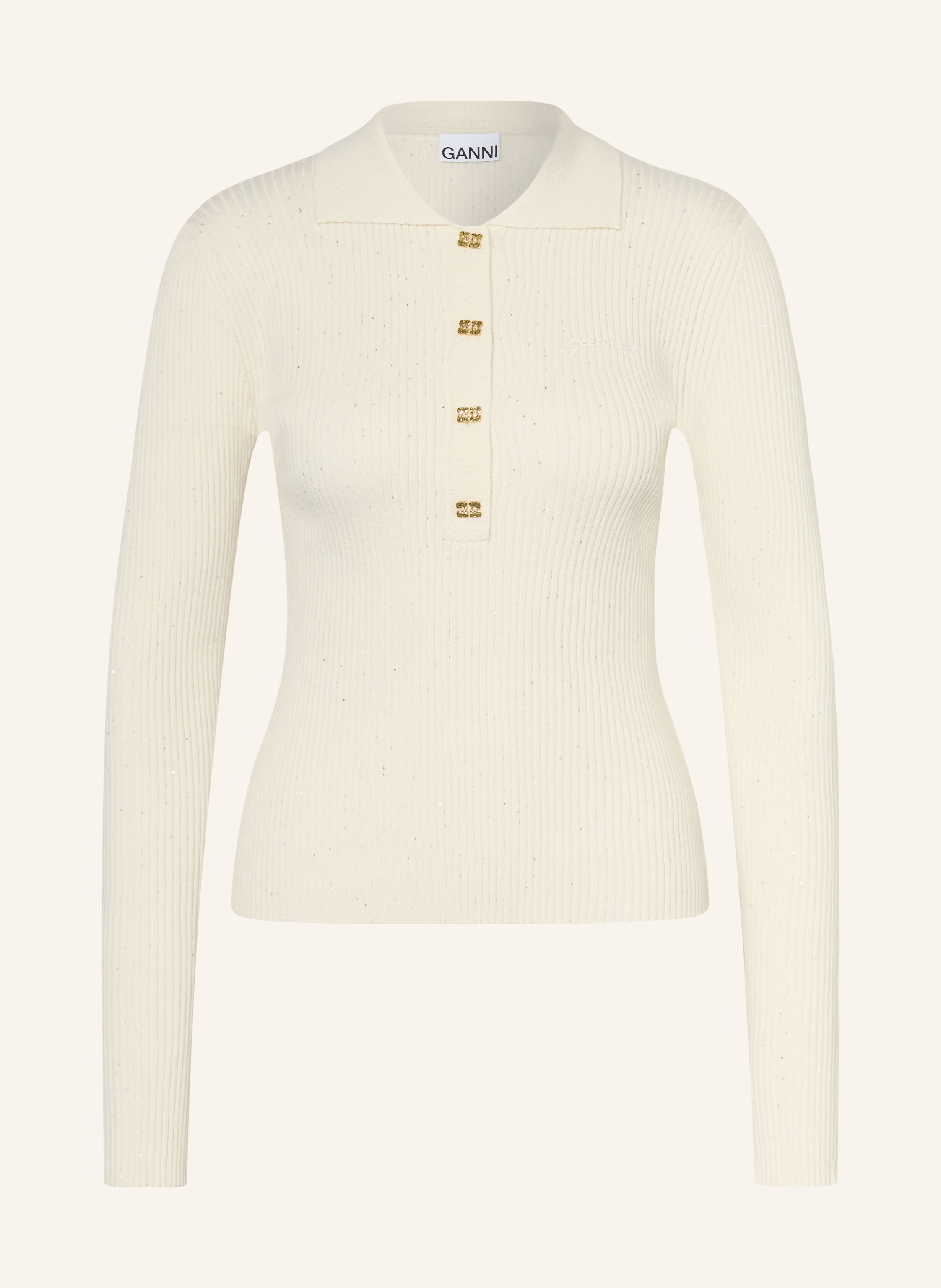 GANNI Strick-Poloshirt mit Pailletten
