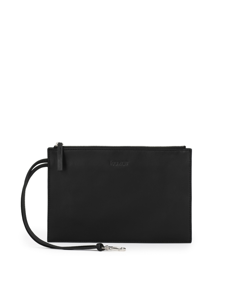 Leather purse organizer with strap and snap hook