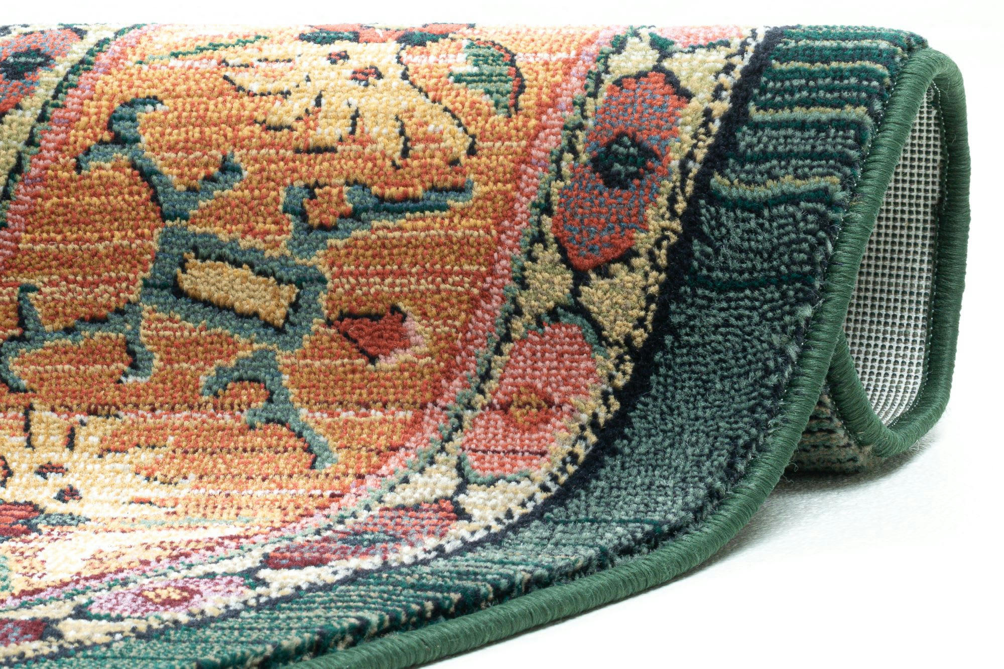 GABIRO - Tapis d'orient nomade tissé machine - Vert D120 cm