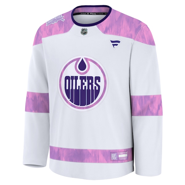 Edmonton Oilers  2024 Hockey Fights Cancer Practice Jersey - White