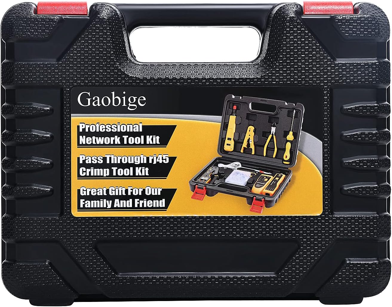 Gaobige Network Tool kit, RJ45 Crimp Tool kit Pass Through Crimper Cat6 Cat5 Cat5e Crimping Tool, Wire Tracker, 110/88 Punchdown Tool, Stripper, Cutter, Cat6 Pass Through Connectors