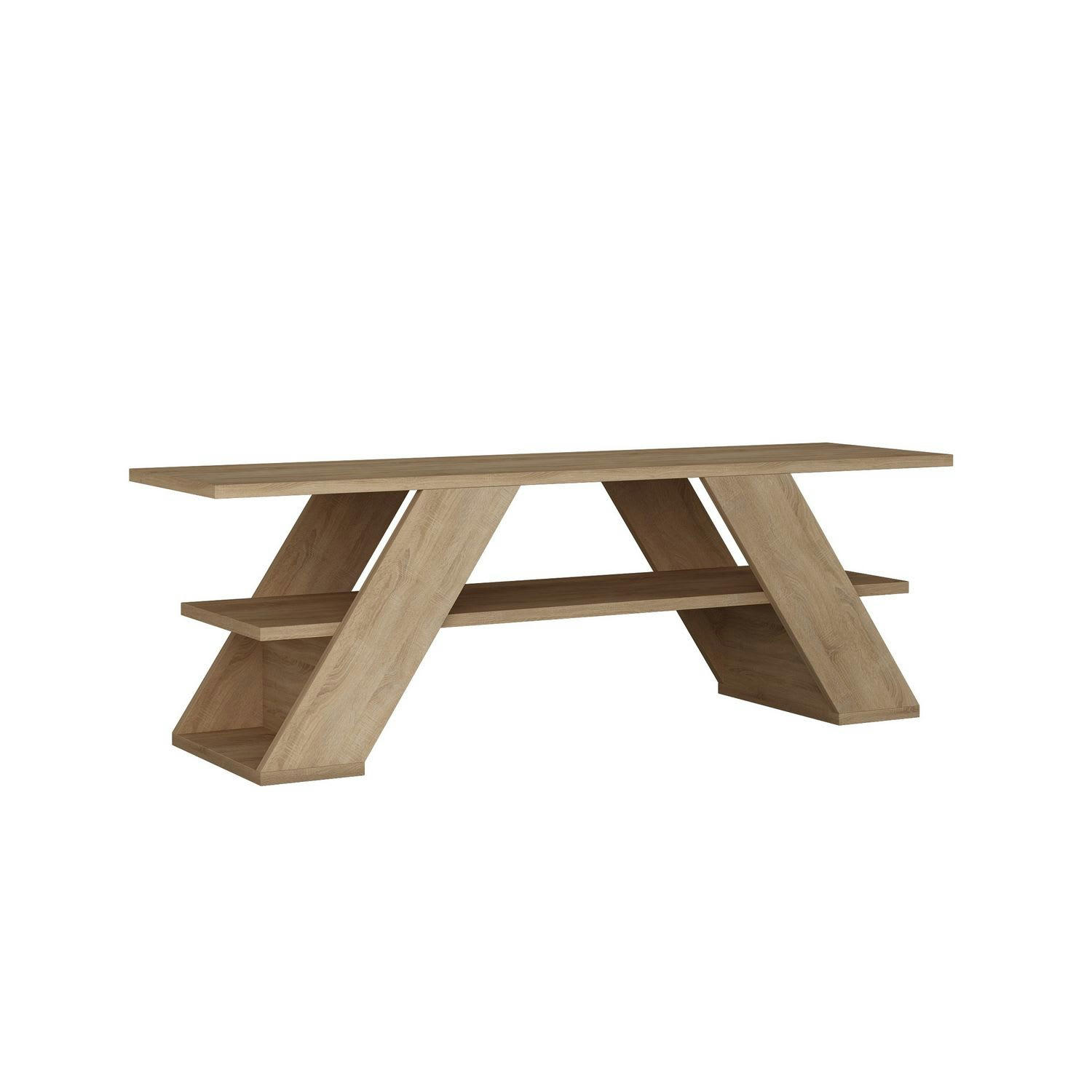 FARFALLA - Meuble TV design L. 120 x H. 40 cm marron chêne