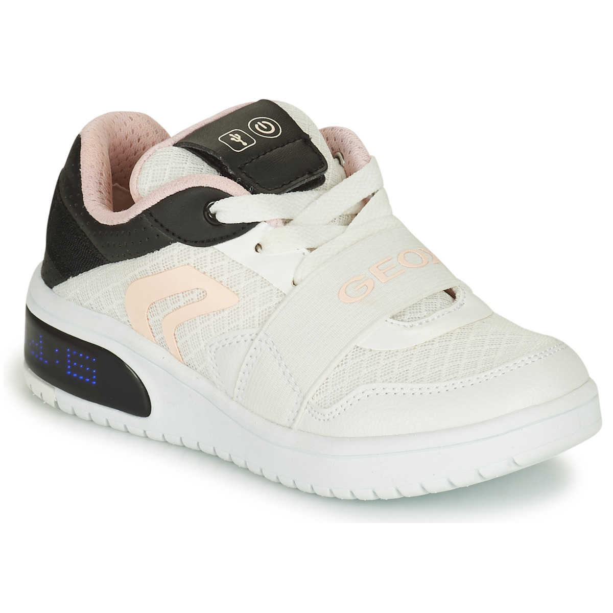 Geox - J XLED G. A - MESH+ECOP BOTT - White / Black