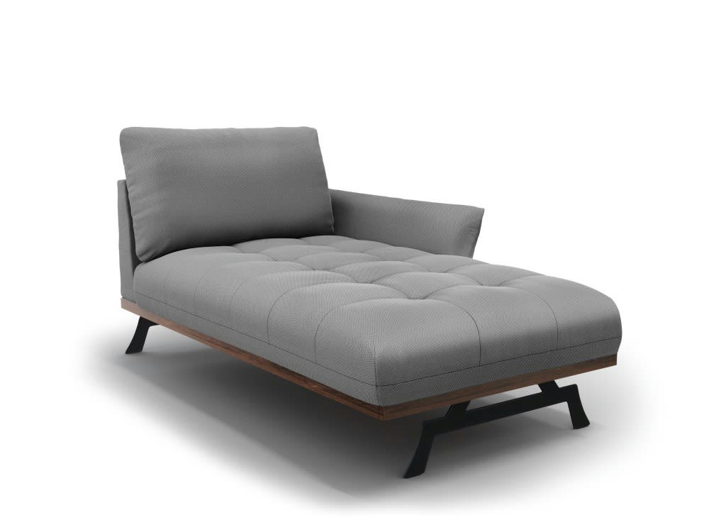 OLIVIER - Méridienne 1 place en tissu structuré gris