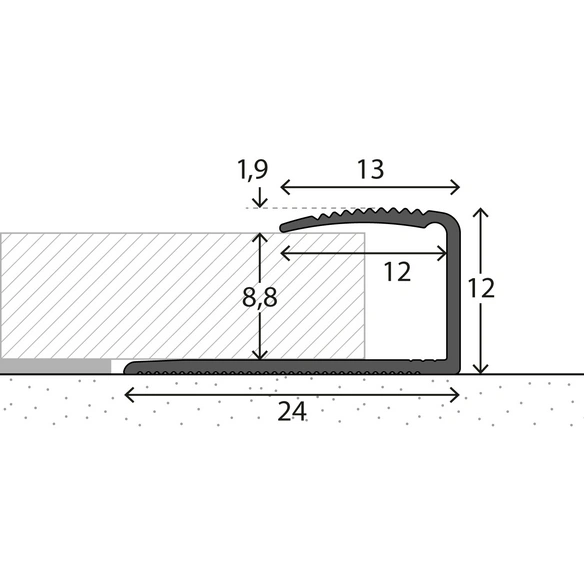 Einfassprofil, BxL: 28 x 900 mm, Höhe: 13 mm, edelstahlfarben