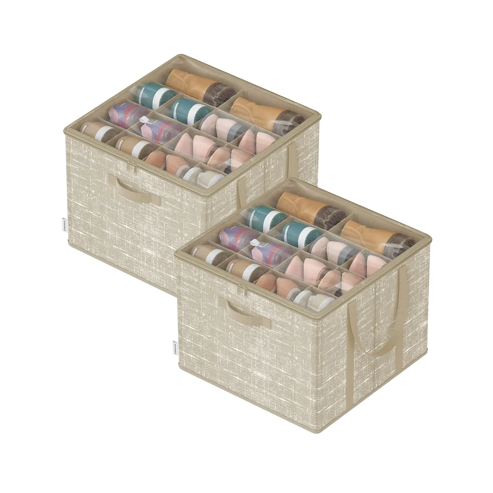 Boîte de rangement pour chaussures avec couvercle et poignées