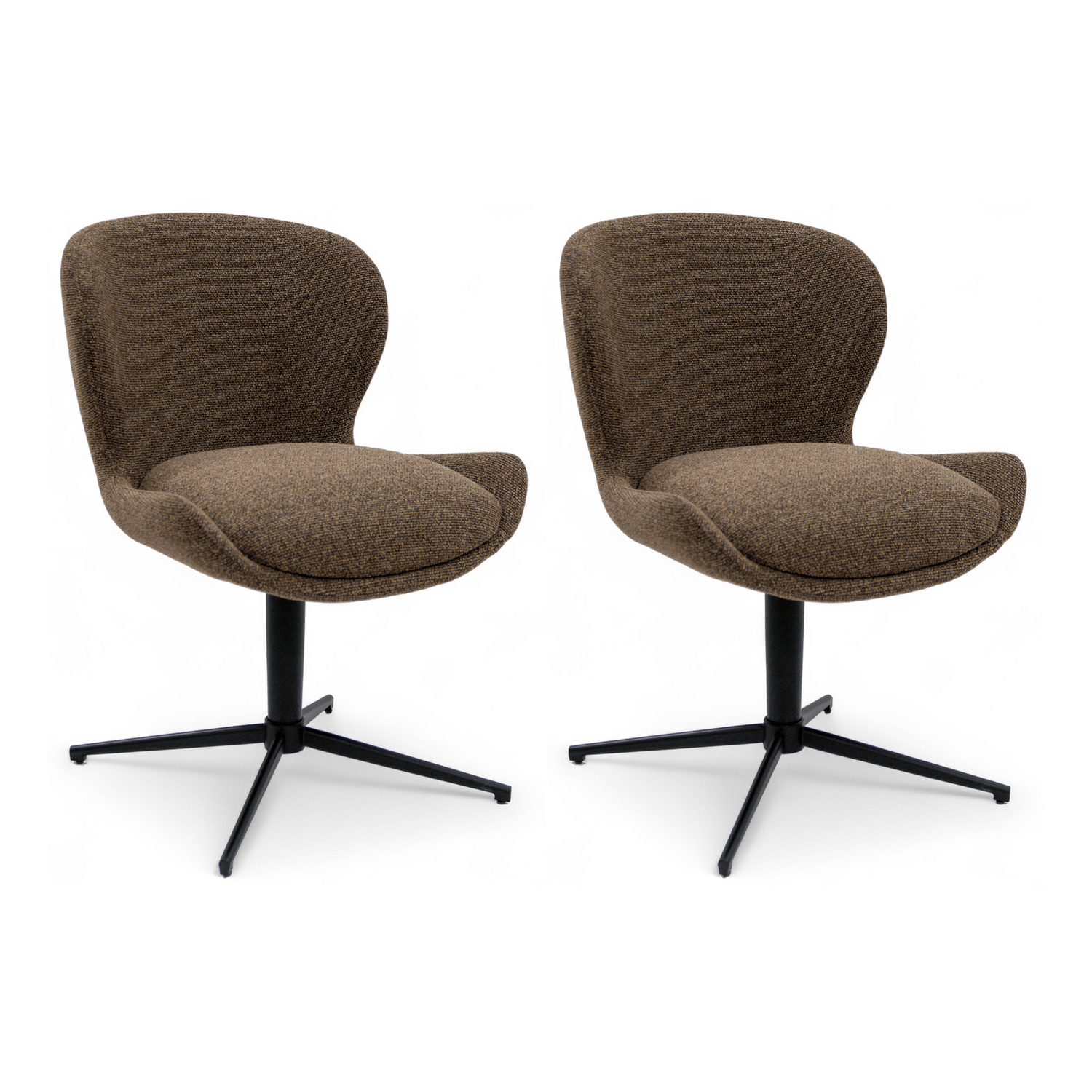 Furnhouse eetkamerstoel Nicklas - Donkerbruin - Stof (Bouclé) - Set van 2
