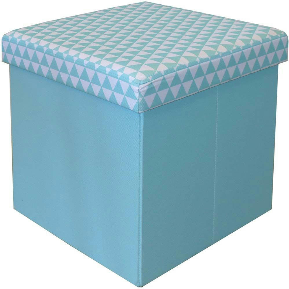 - Pouf coffre carré pliable scandinave bleu