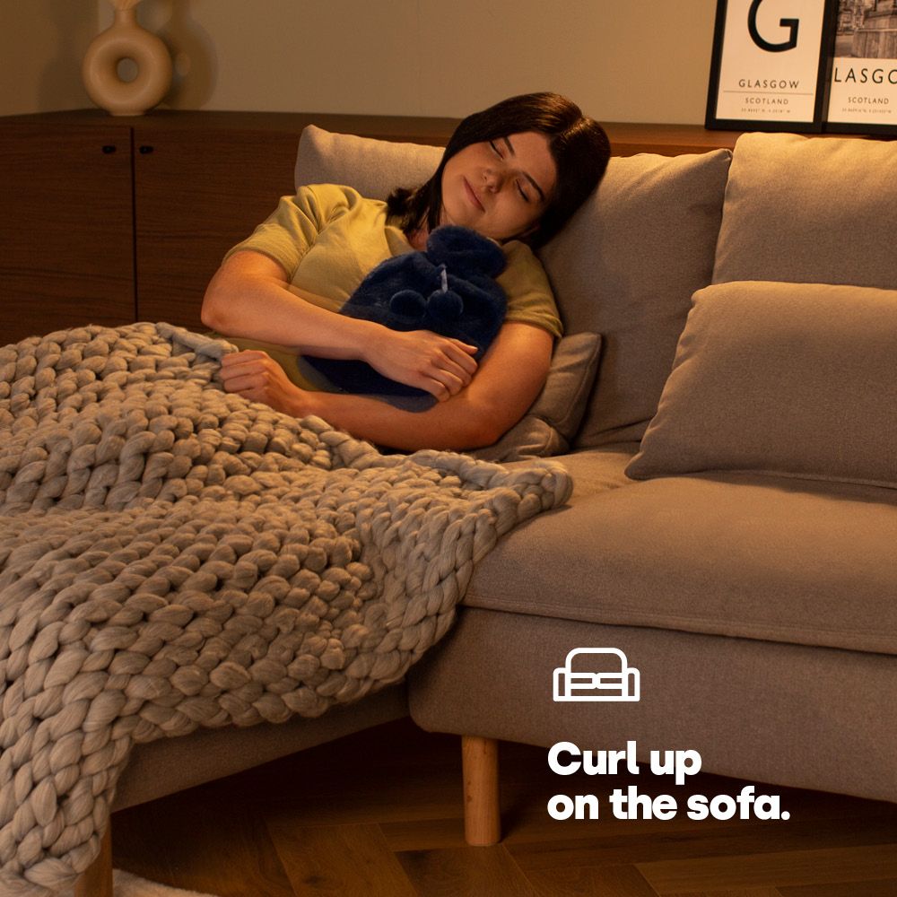 LIVIVO Plush Hot Water Bottle - Navy