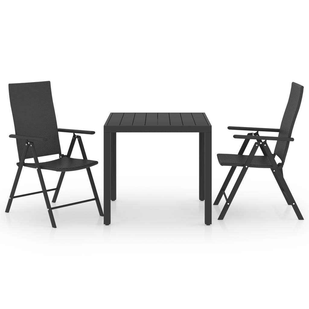 VidaXL Zestaw mebli ogrodowych CzarnyTechnorattan
