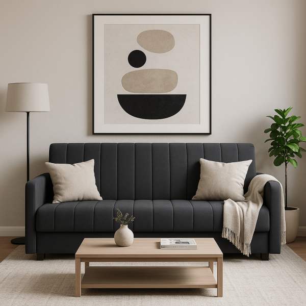 Wersalka Sofa Kanapa Rozkładana Z Funkcją Spania Dwuosobowa Szara PORTO