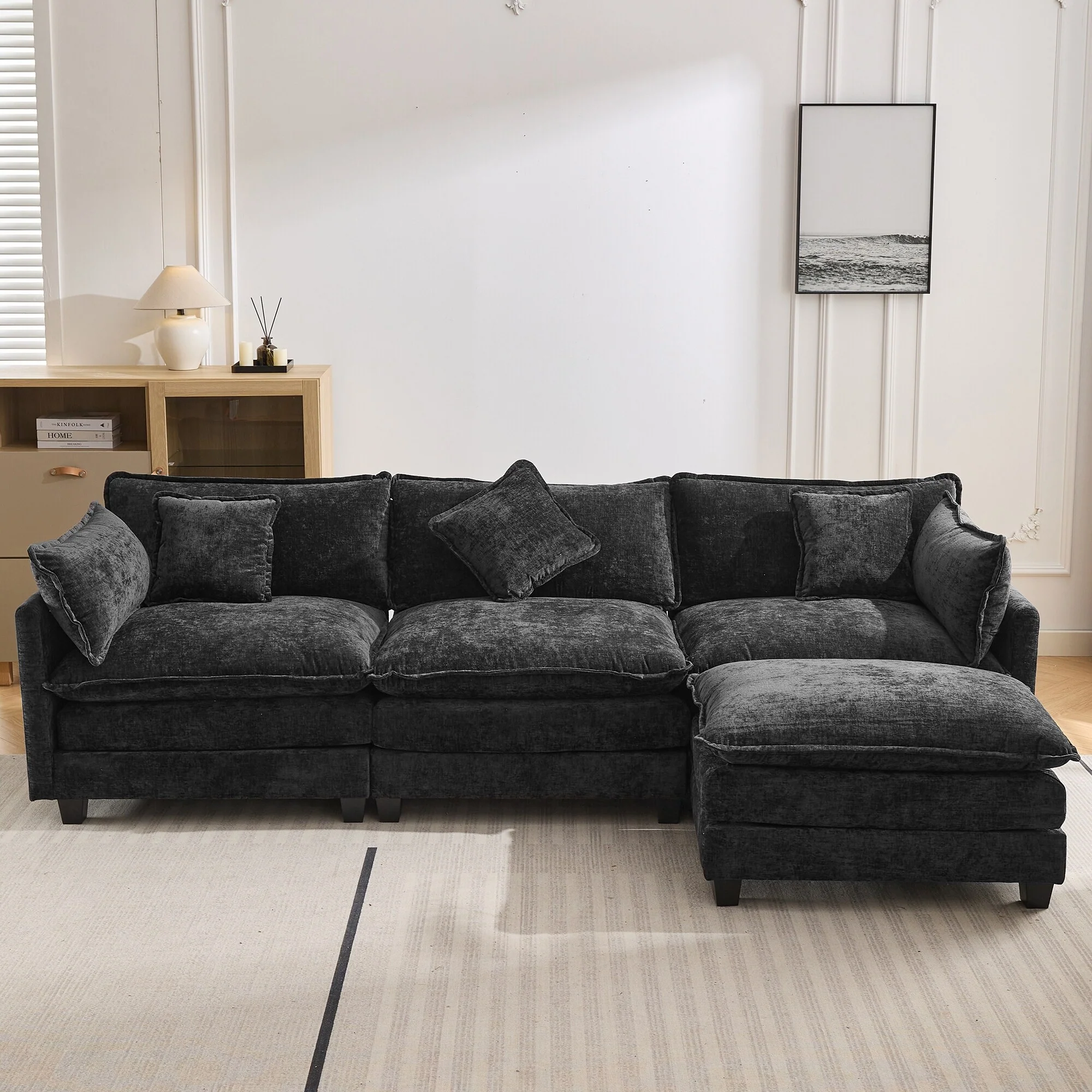 112.2 Modern L-Shaped 4-Seat Sofa