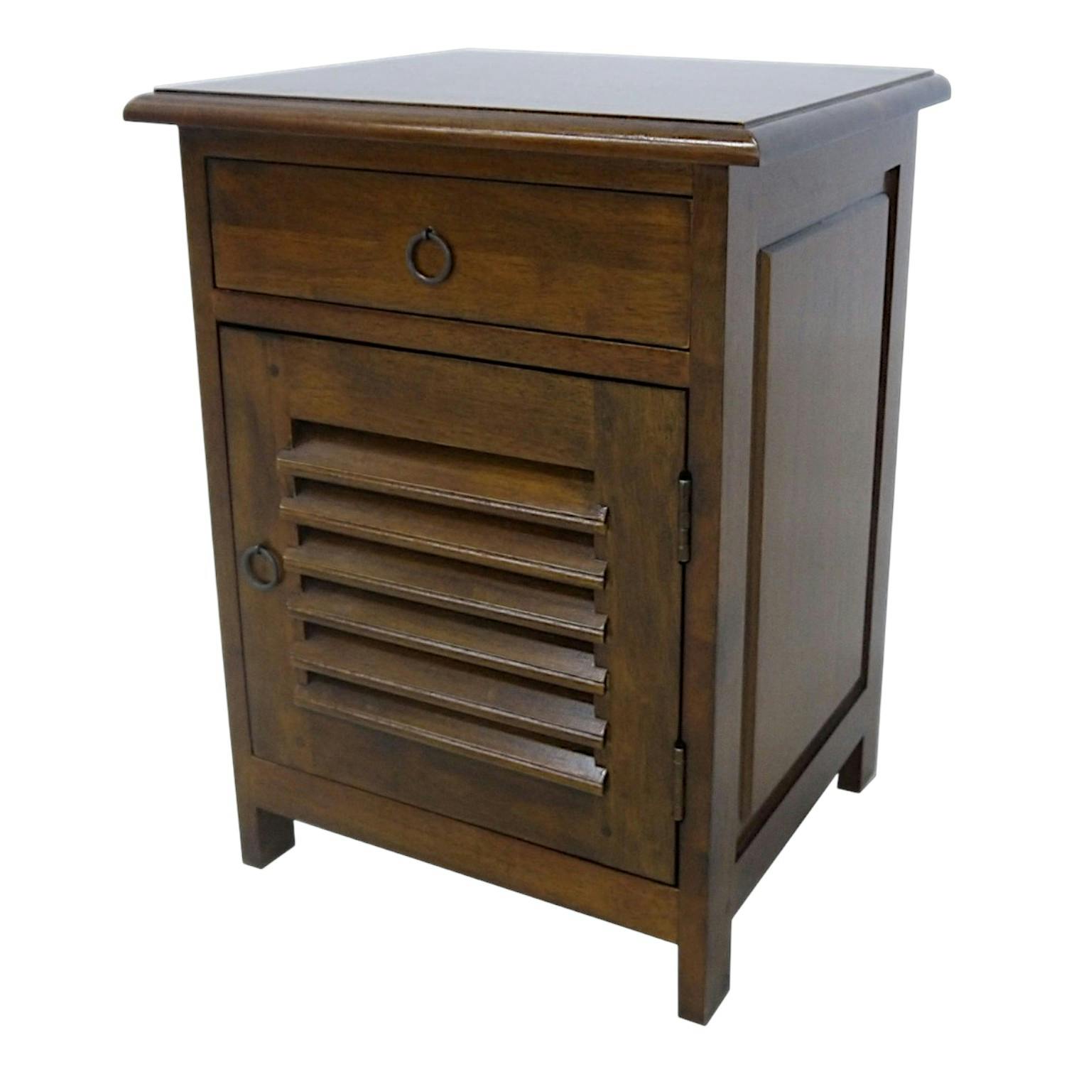 Table de chevet 1 tiroir 1porte persienne hévéa 45x40x60cm TRADITION