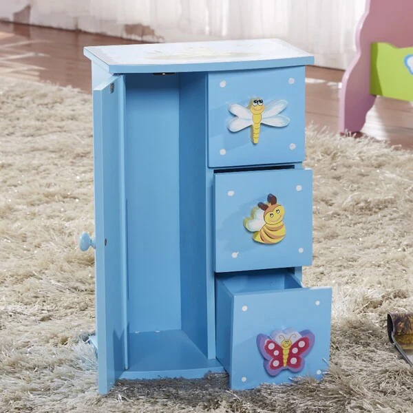 Children's Mini 4-drawer Baby Blue Jewelry Box