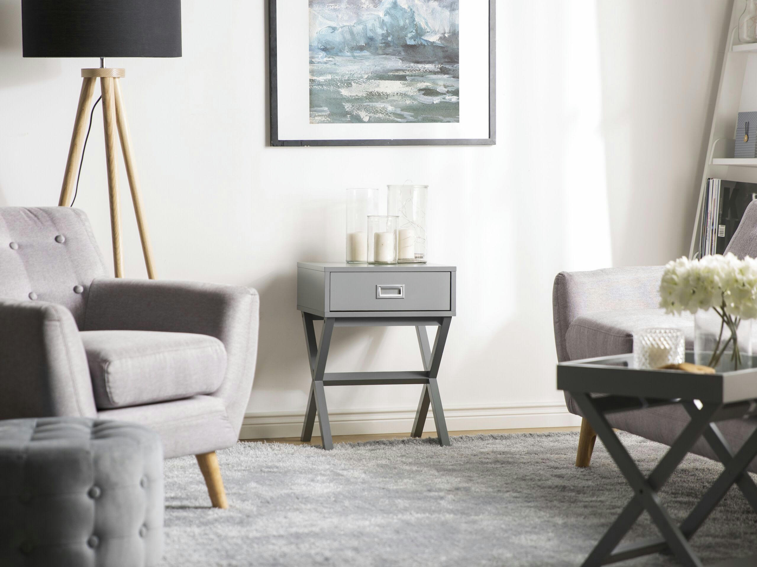 MONROE - Table basse grise avec tiroir