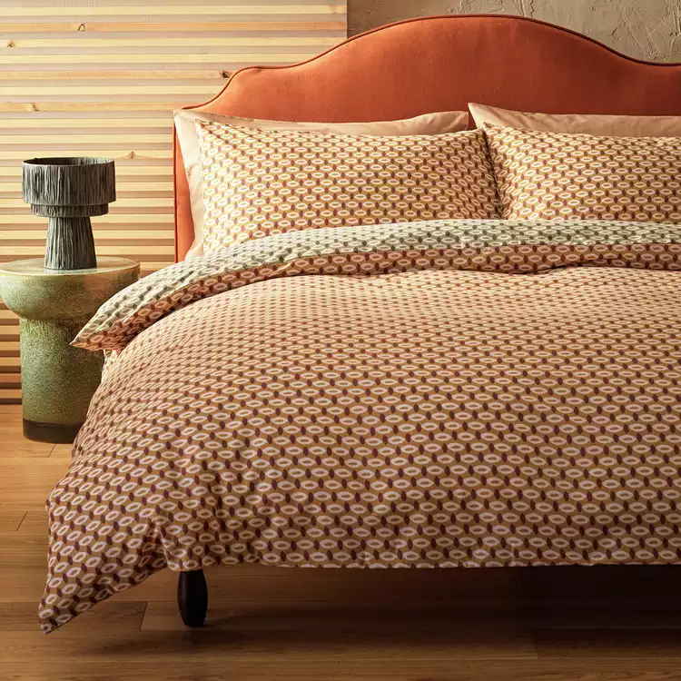 Habitat Oval Mini Print Orange Bedding Set - Single