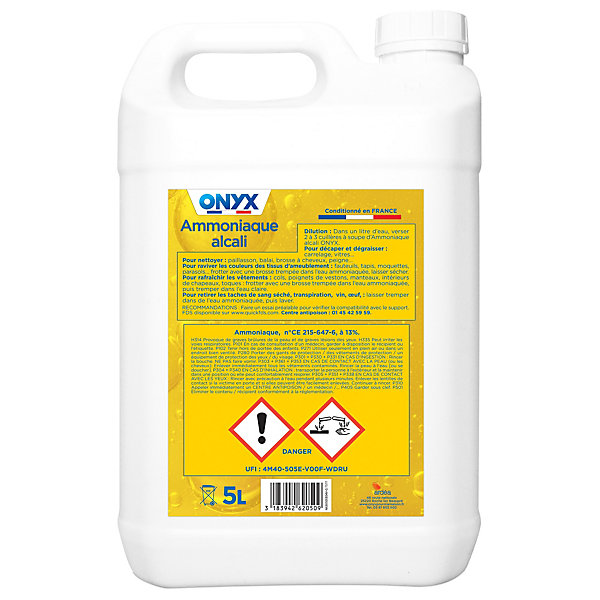Ammoniaque alcali textile et carrelage Onyx bricolage 5L