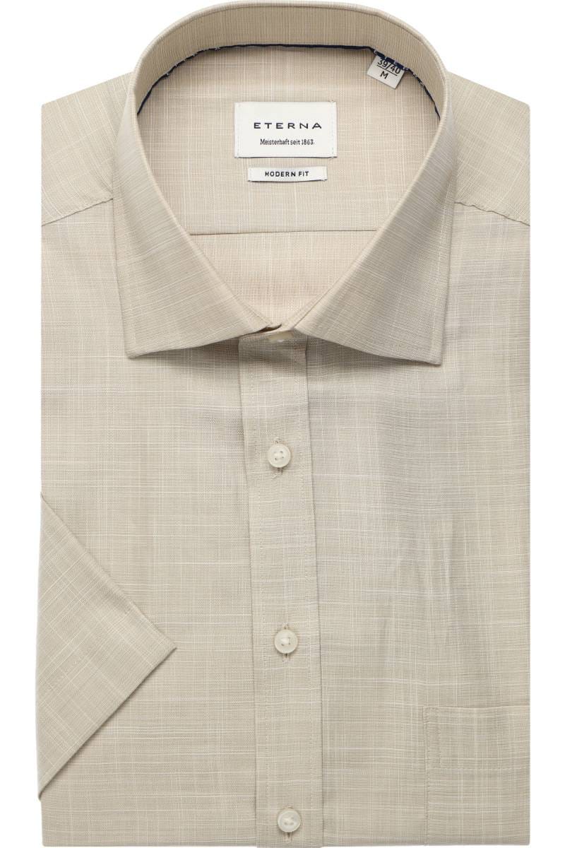 ETERNA Modern Fit Tencel Hemd beige, Einfarbig