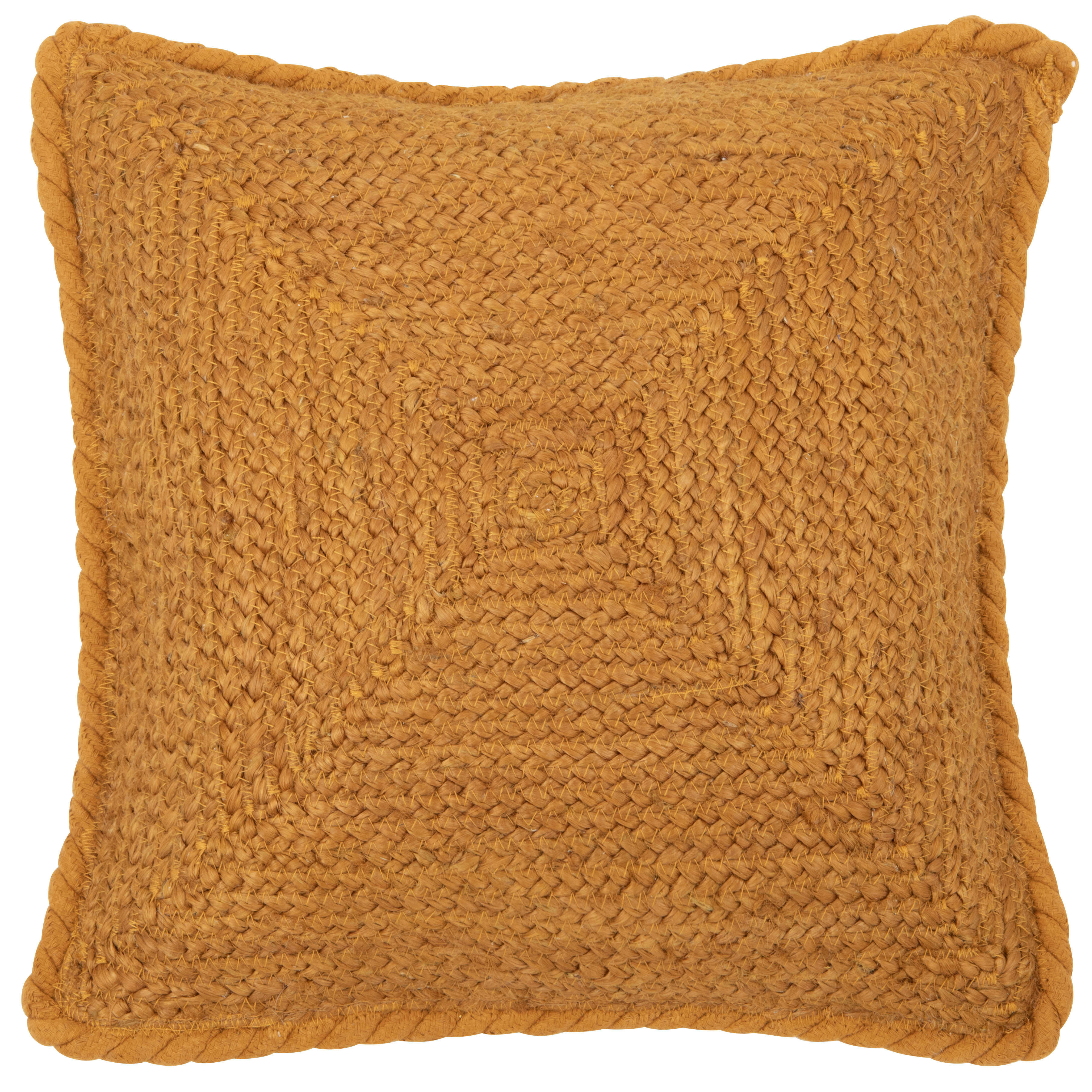 MESA - Housse de coussin en coton et jute ocres avec cordes 40x40
