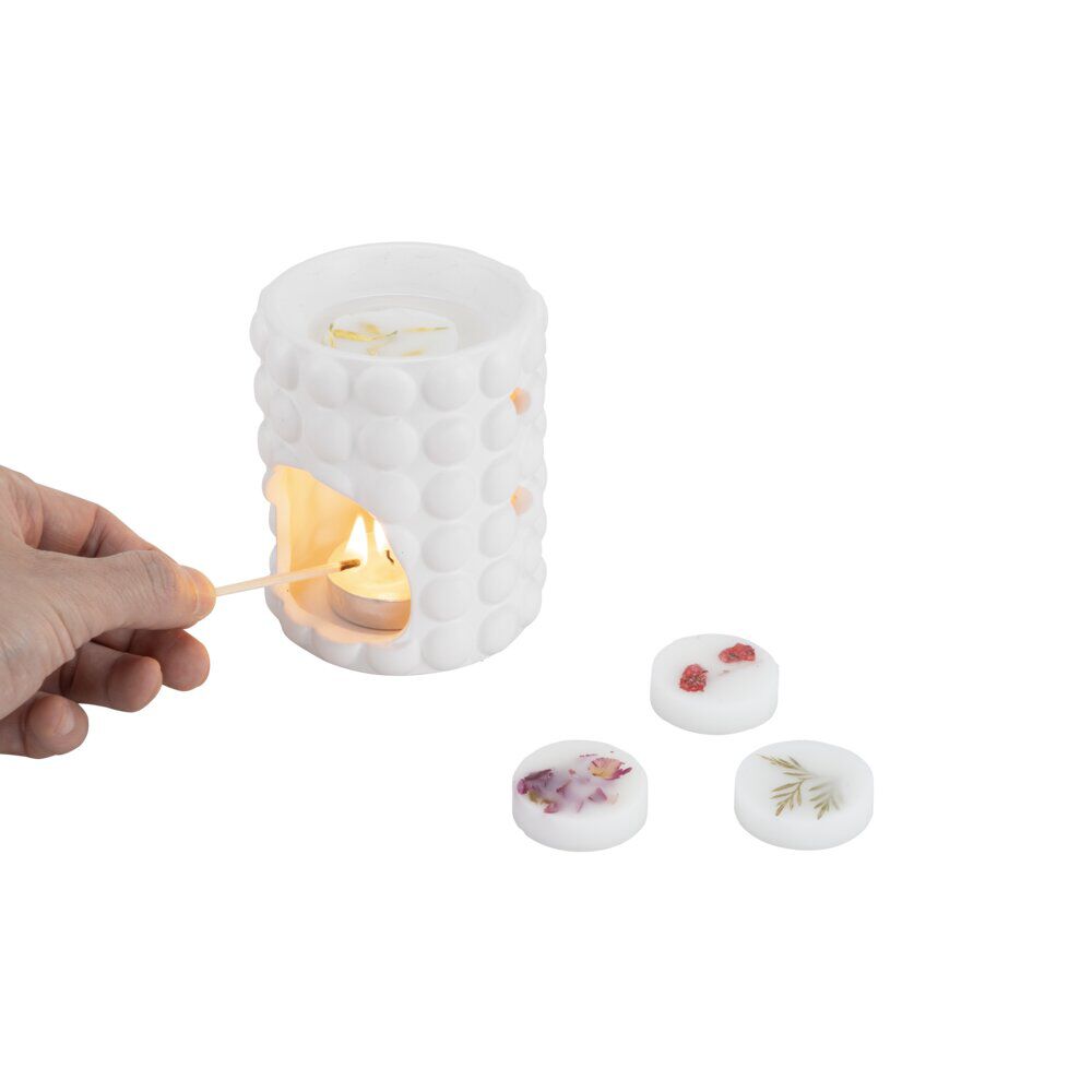 Br&ucirc;leur de parfum céramique bubble avec 4 galets de cire senteur vanille