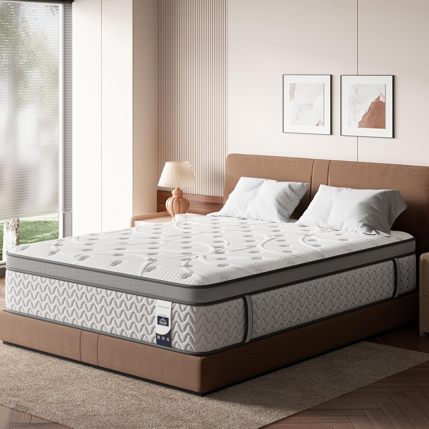 King Mattress, 14 Inch 5-Zone Deep Sleep Firm Mattress with Extra Lumbar & Shoulder Support, Hotel Collection Hybrid Mattresses, Fiberglass Free & No Odor - 365 Nights Trial