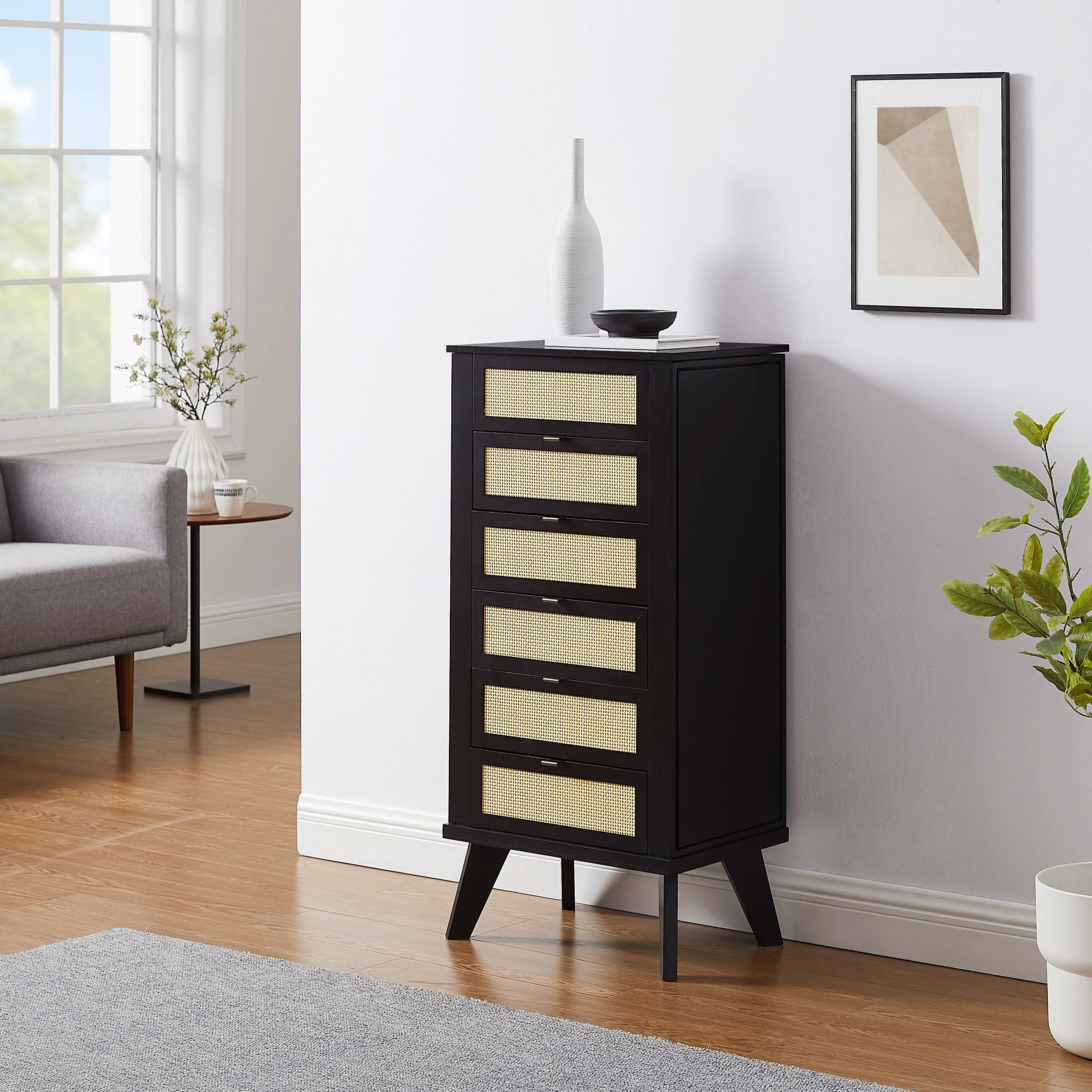 Adelphi Cane 5-Drawer Jewelry Armoire