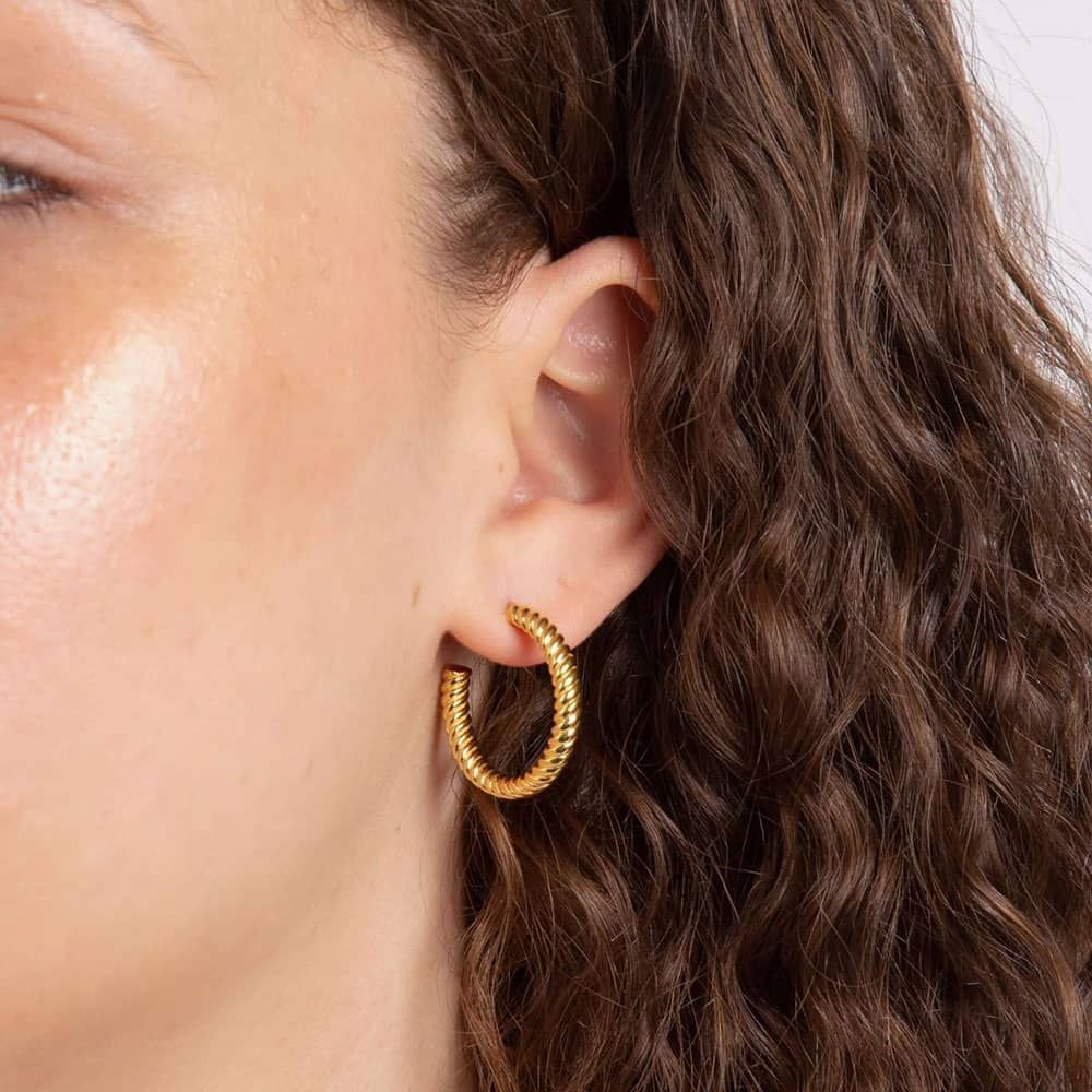 FIORELLI Gold Plated Rope Hoop Earrings E6216