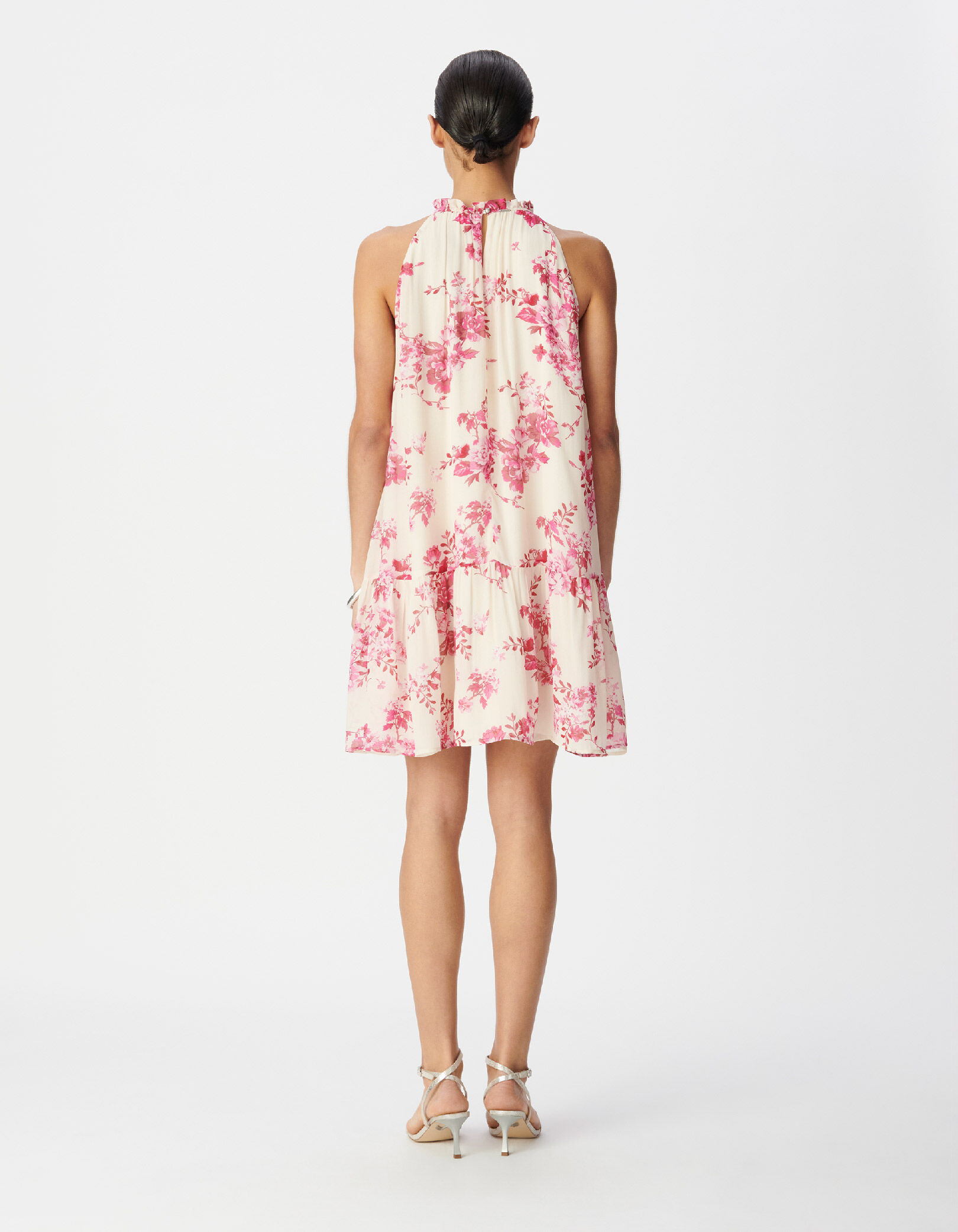 Robe sans manches imprimé floral rose Femme