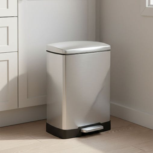 SOGA 2-Pack 12L Silver Stainless Steel Foot Pedal Trash Bin