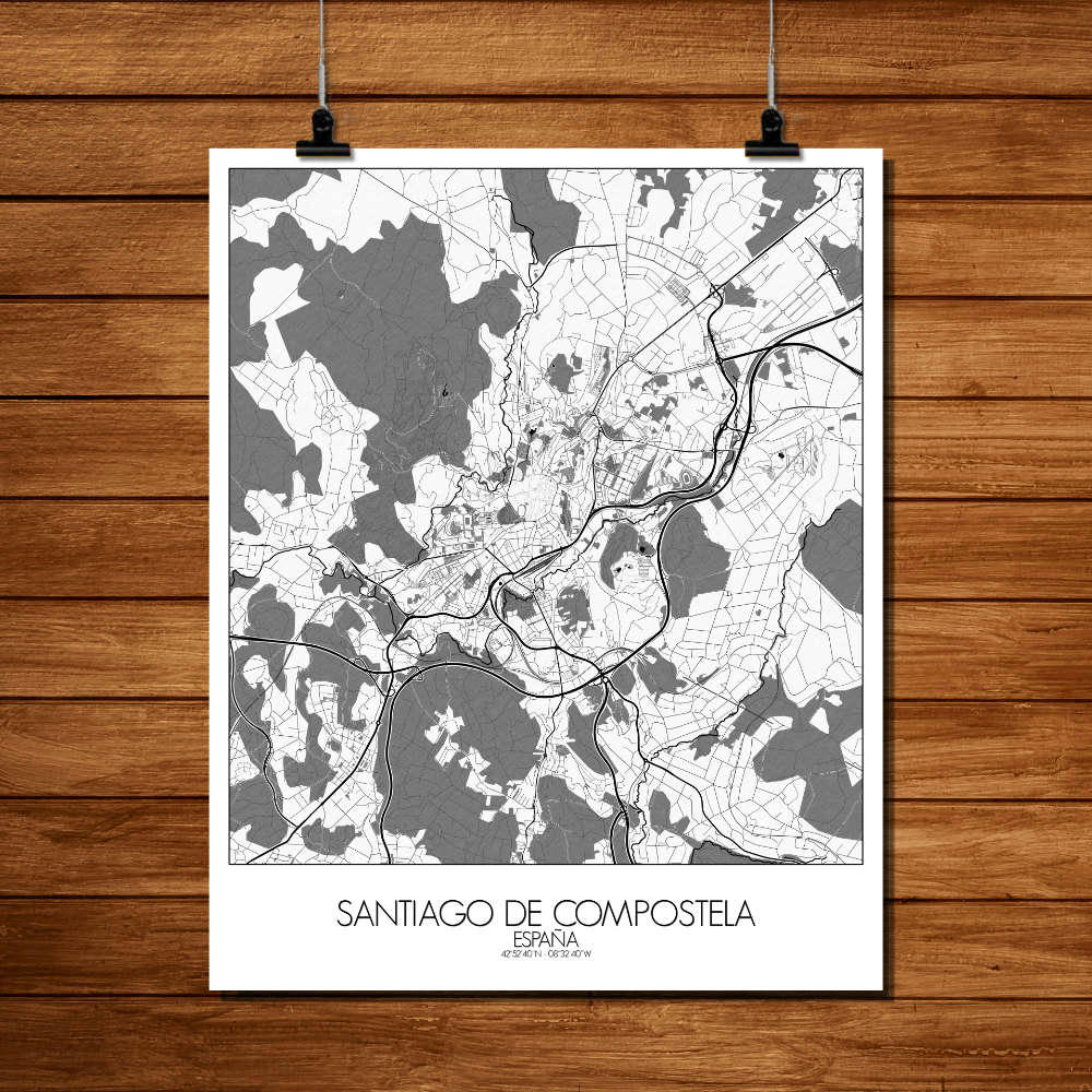 - Affiche Compostelle Carte N&B 40x50