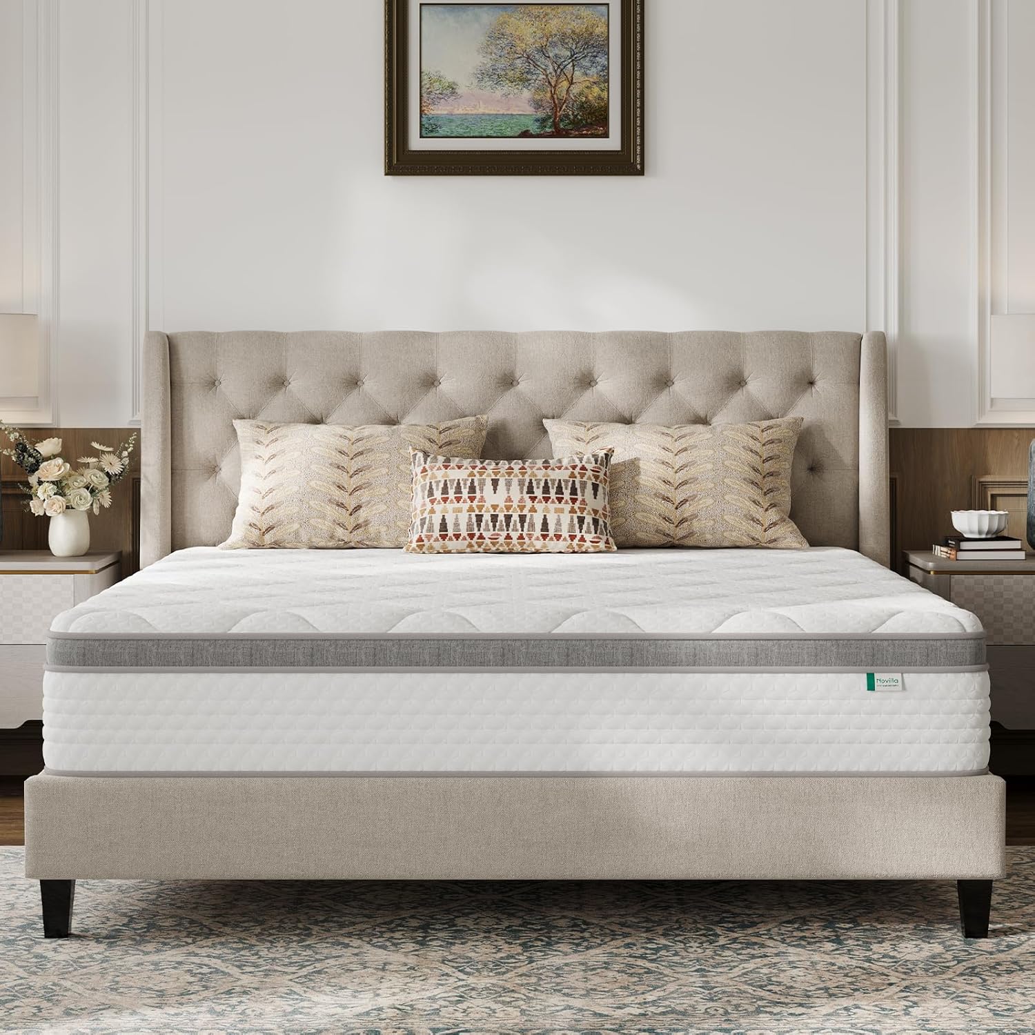 Novilla King Mattress 14 Inch, Hybrid Mattress in a Box with Individual Pocket Spring for Motion Isolation, Supportive & Pressure Relief, CertiPUR-US
