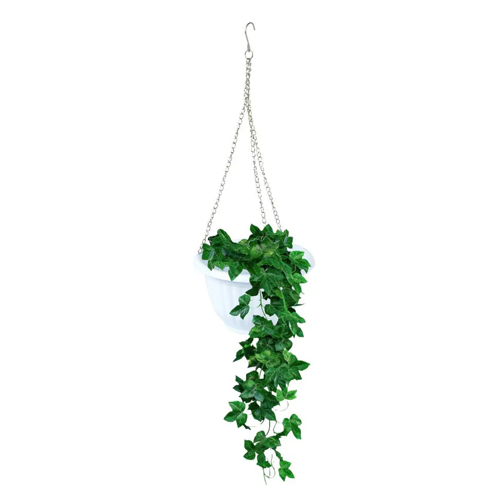 Plasticforte Plantenpot hangend - kunststof - wit - D20 cm
