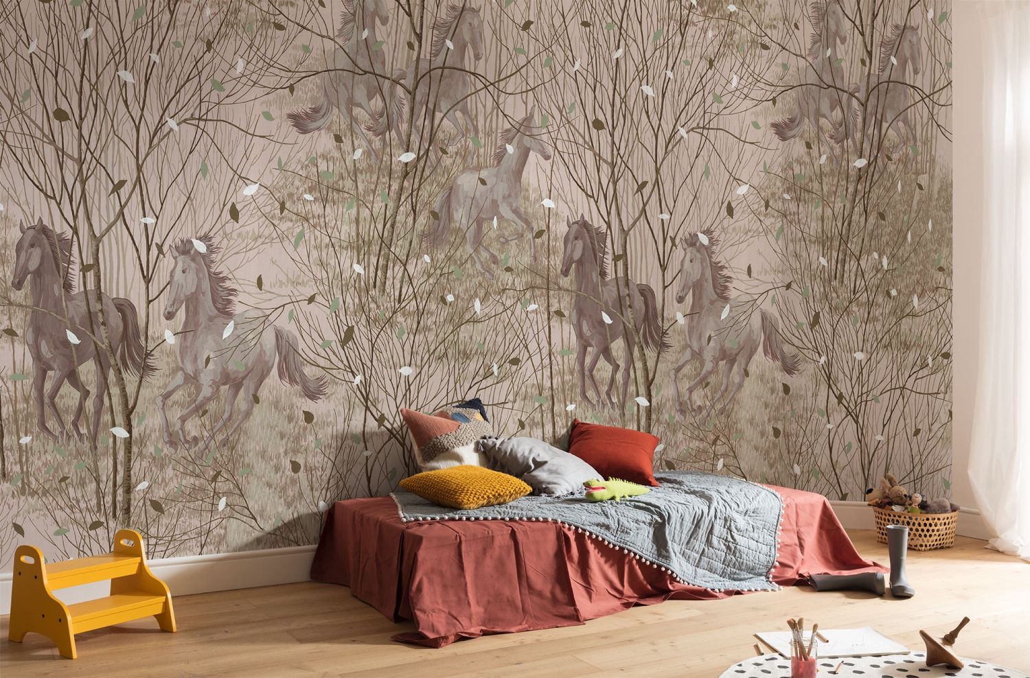 Komar fotobehang paarden licht paarsgrijs - 600 x 280 cm - 612794