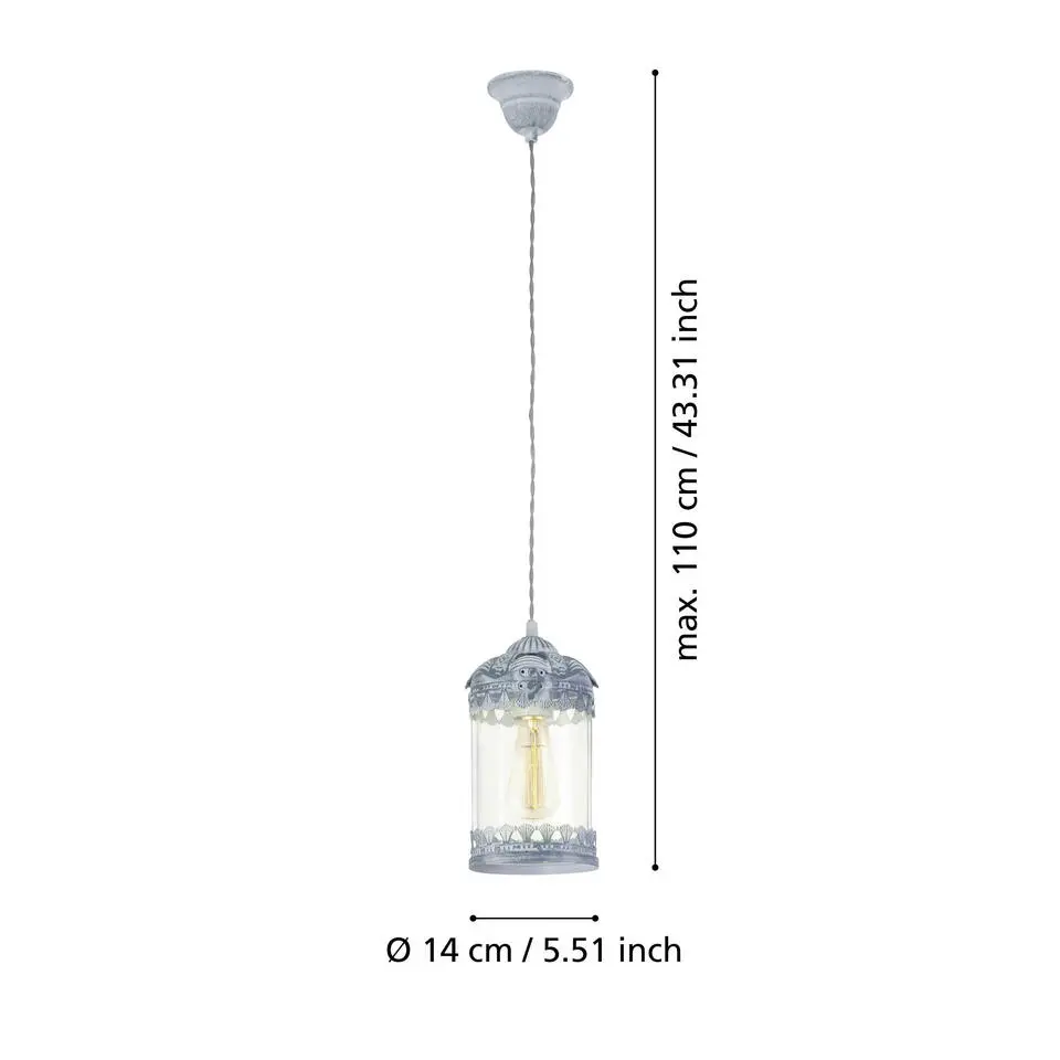 EGLO Langham Hanglamp - E27 - 14 cm - Grijs