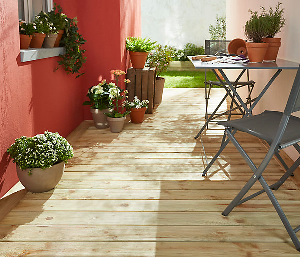 Lame de terrasse épicéa Madeira Klikstrom L.240 x l.12 x ép. 2,4 cm