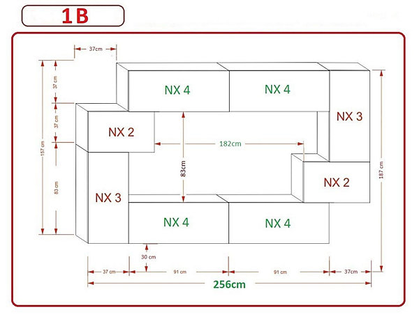 Ensemble meuble TV NEXT 6 AN6-17B-HG20-1B noir brillant 256 cm