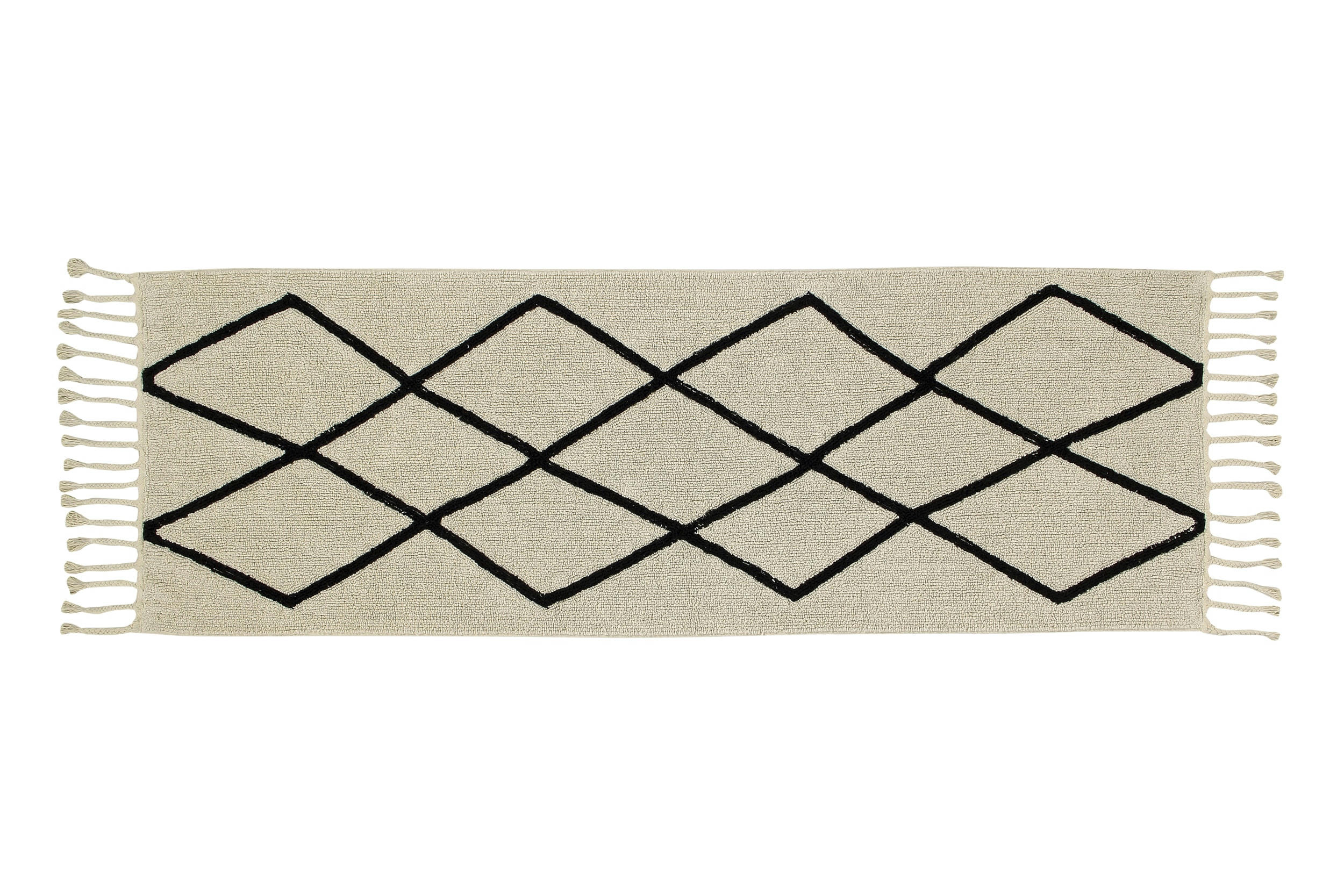BEREBER CLASSICS - Tapis ethnique design en coton beige 80x230