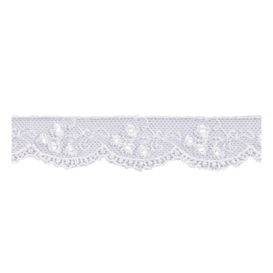 Cream Rayon Embroidery on Tulle Lace Trim by the Metre