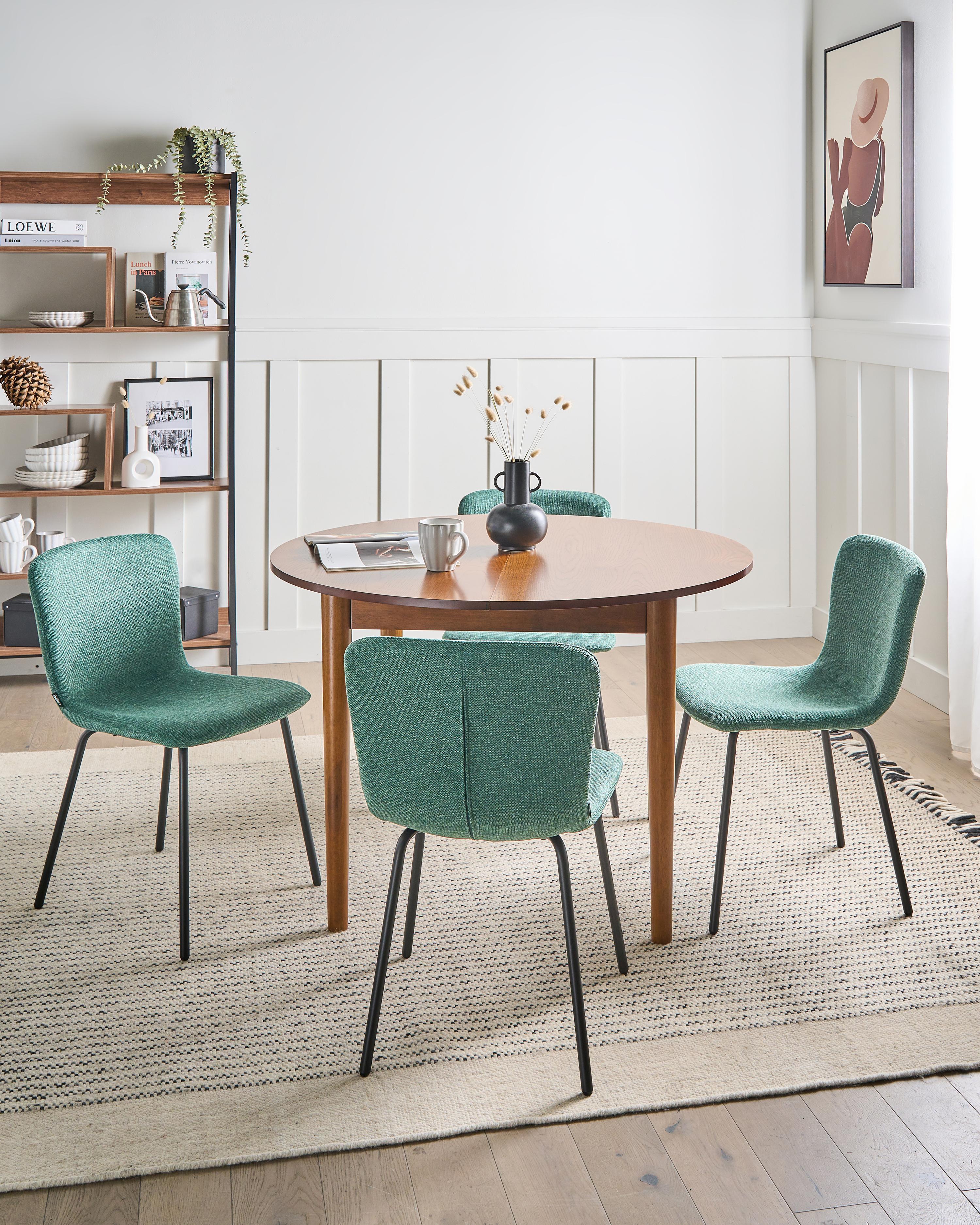 Set of 4 Dining Chairs CALDWELL Fabric Green