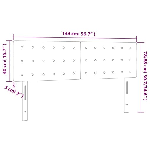 NNEVL LED Headboard Black 144x5x78/88 cm Faux Leather