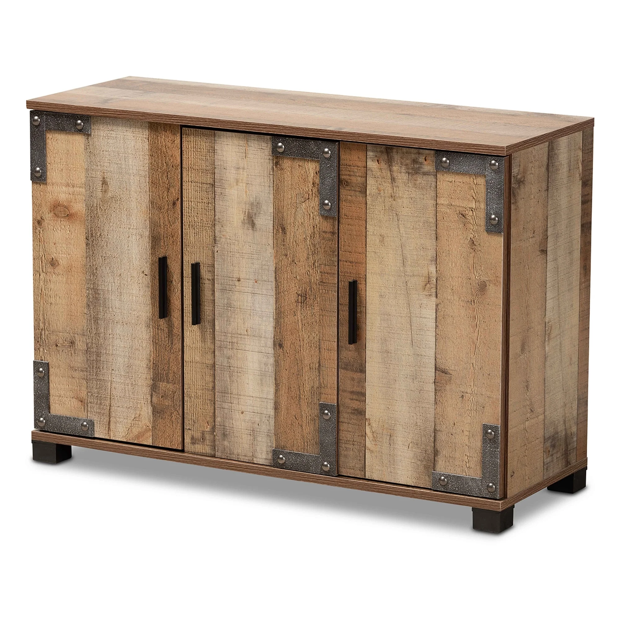Cyrille Modern and Contemporary Farmhouse Rustic 3-Door Shoe Cabinet