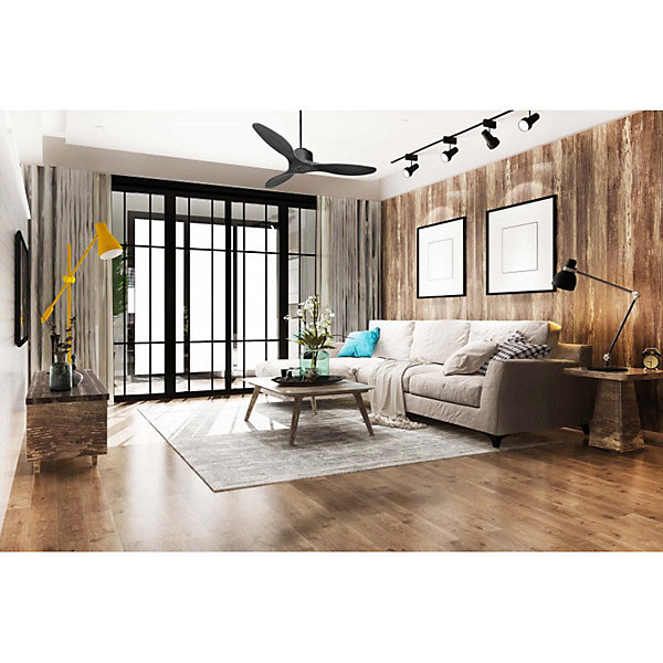 Modulo Regular Ring - Super destratificateur et ventilateur DC 132 cm Gris basalte pales bois noir sans Lumière25 à 40 m²