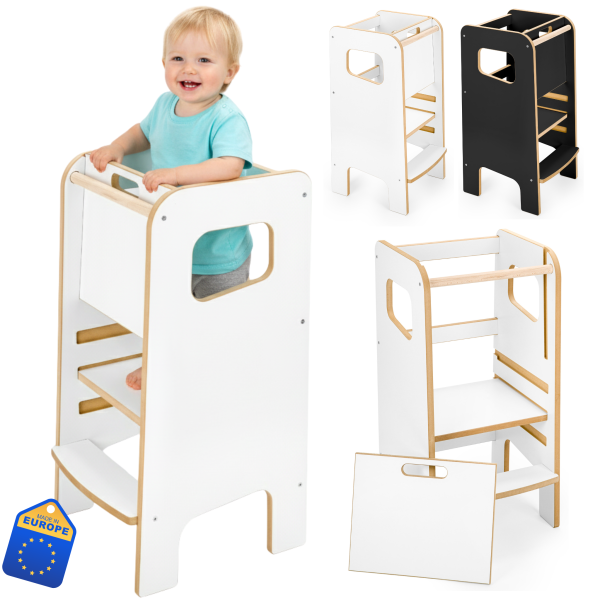 KITCHEN HELPER Extra Safe Stabilny Montessori Pomocnik Kuchenny Biały