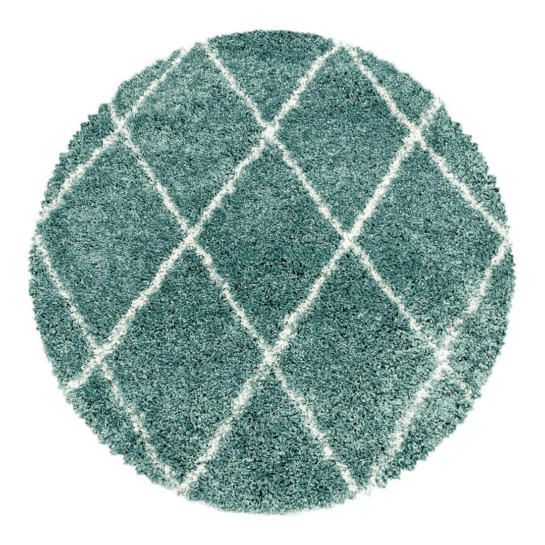 CHANTECLER - Tapis géométrique scandinave en polypropylène bleu Ø 120