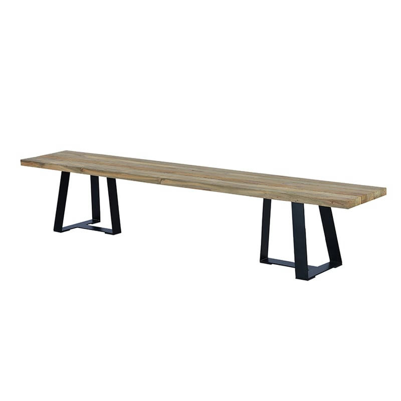 ORSAY - Banc métal anthracite et teck recyclé 240 cm