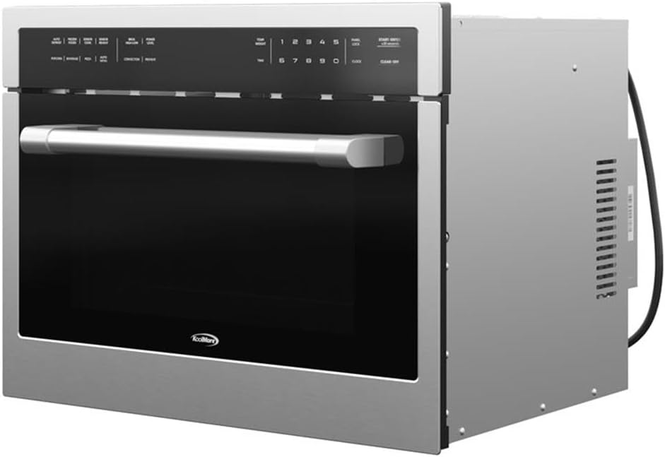 Pemberly Row 24 in. Stainless Steel Convection Oven with Microwave, 1.5 cu. ft., 1700-Watt, Built-In Electric Appliance, LCD Panel, Child Lock, Kitchen Cooking and Heating