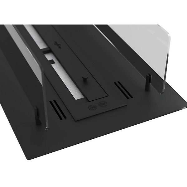 Cheminée bioéthanol Insert Black 600 - Cheminée fine noire à encastrer ou poser avec 2 panneaux verre, réservoir 1L - 60 cm